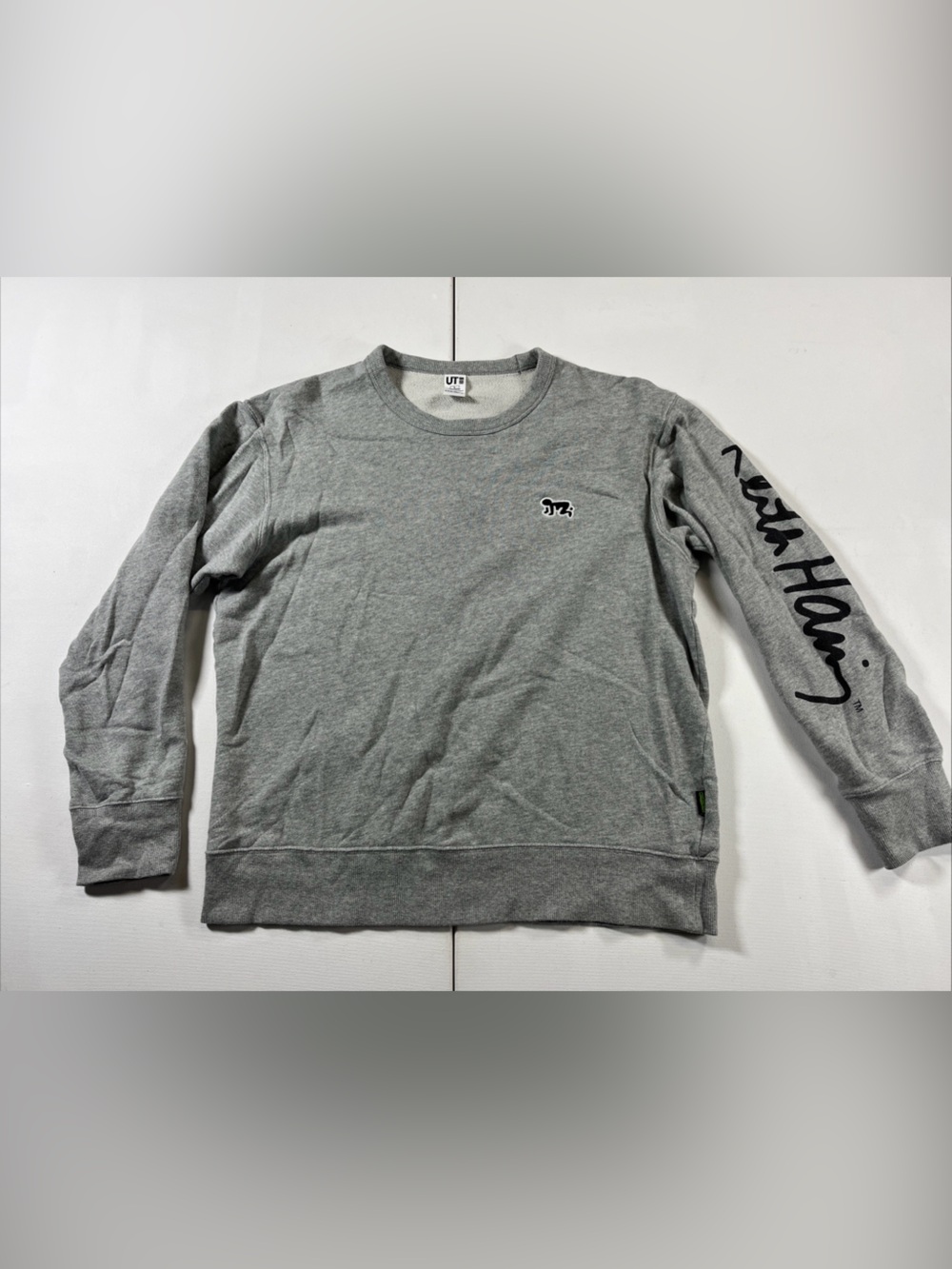 Uniqlo X Keith Haring Sweatshirt Mens L Gray Graphic Logo Art Street Art
